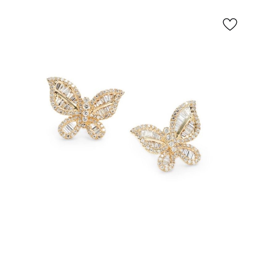 Effy 14k yellow gold diamond butterfly earring rare